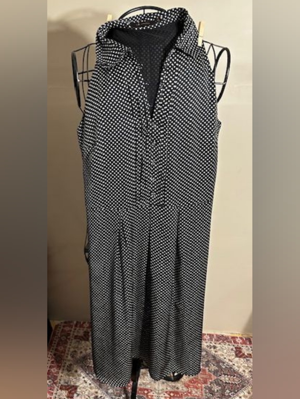 the limited size 10 womens black white polka dot dress career medium silky